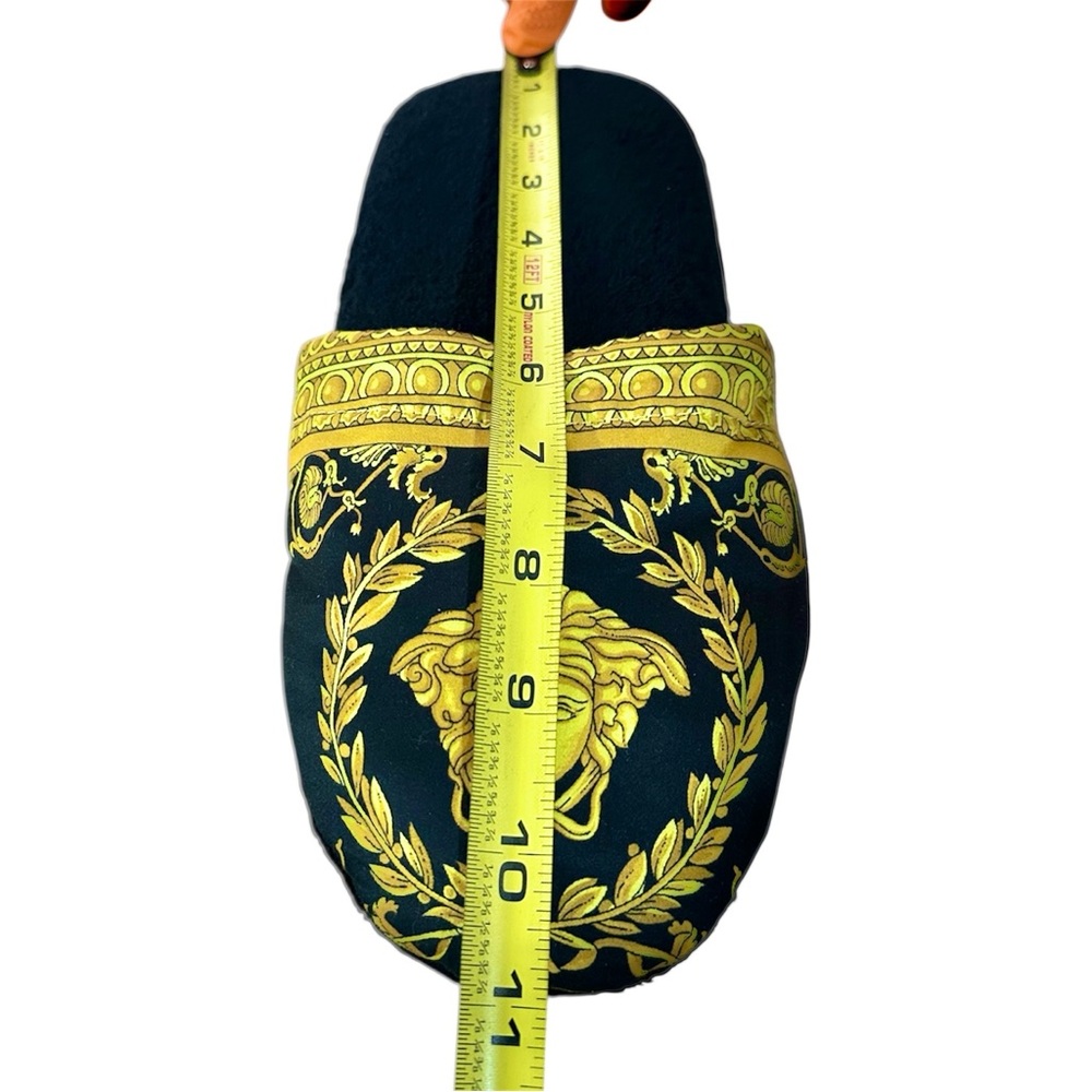 Authentic Italian Versace Black Slippers Gold Medusa I ♡ BAROQUE Luxury Designer - Picture 10 of 10